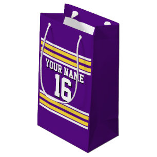Purple with Yellow White Stripes Team Jersey Small Gift Bag