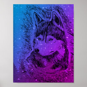 Purple Wolf Poster
