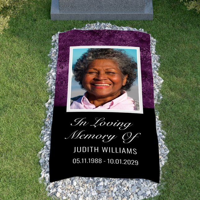 Purple Woman In Loving Memory Grave Cover Blanket Banner (Purple Woman In Loving Memory Grave Cover Blanket Banner
)