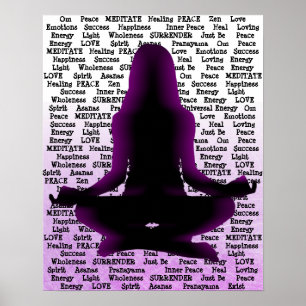 Purple Woman Meditating Yoga Poster