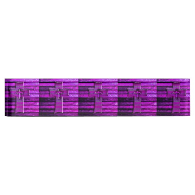 Purple Wooden Cross Nameplate (Front)