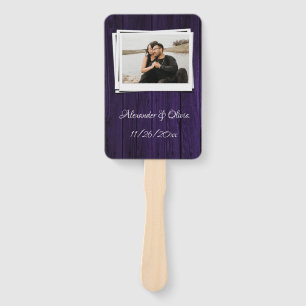 Purple Wooden Photo Hand Fan