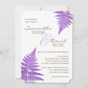 Purple Woodland Wedding Fern Invitation