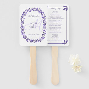 Purple Woodsy Wedding Monogram Best Day Ever Hand Fan