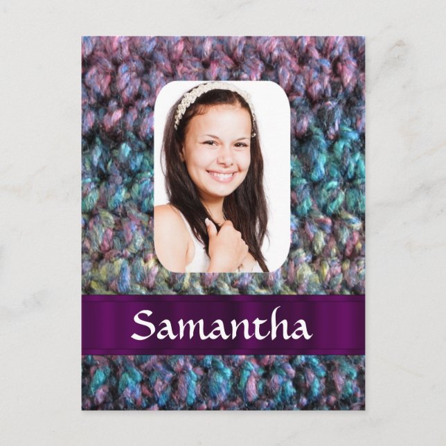 Purple wool photo template postcard (Front)
