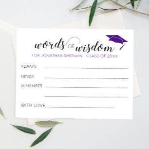 Purple Words of Wisdom Grad Cap Graduation Advice