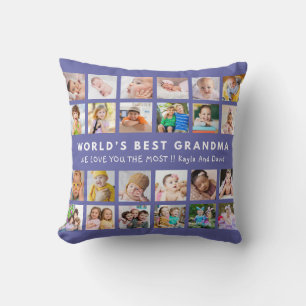 Purple World’s Best Grandma Grandkids 24 Photo Cushion