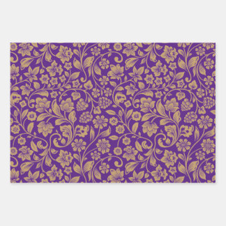 Purple Wrapping Paper with golden pattern