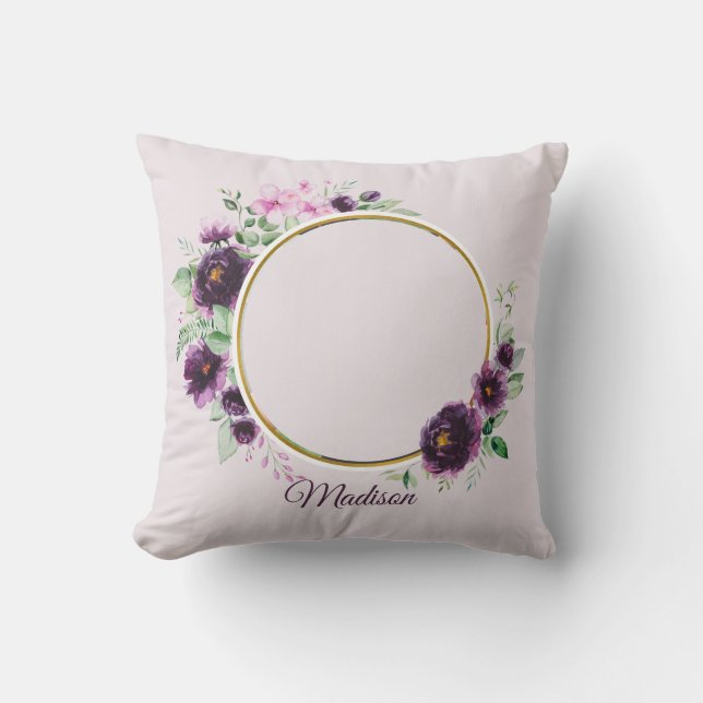 Purple Wreath Photo  Cushion (Front)