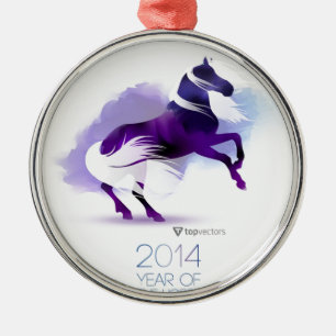 PURPLE YEAR OF THE HORSE METAL TREE DECORATION