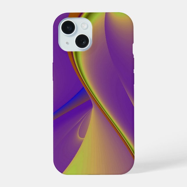 Purple Yellow 3D Abstract Rainbow Art iPhone 15 Case (Back)