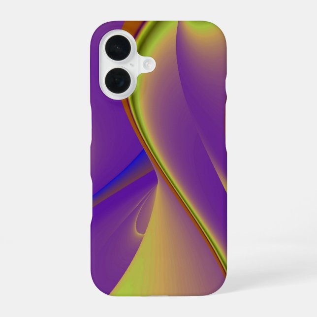 Purple Yellow 3D Abstract Rainbow Art iPhone 16 Case (Back)