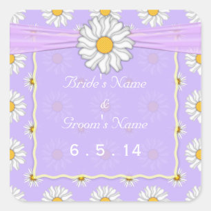 Purple Yellow and White Daisy Wedding Stickers