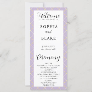 Purple, Yellow and White Plaid Wedding Program