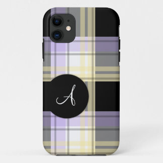 Purple Yellow Black Plaid Monogram iPhone 5 Case