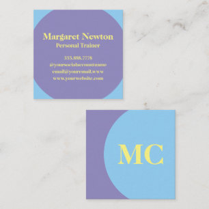 Purple, Yellow & Blue Personal Trainer Square Business Card