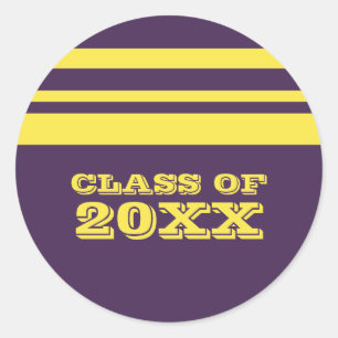 Purple/Yellow Bold Stripes Graduation Stickers