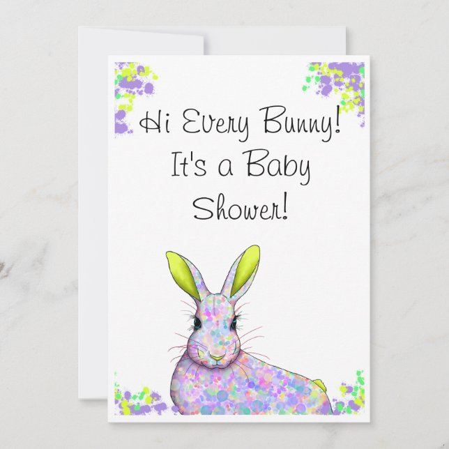 Purple & Yellow Bunny Baby Shower Invitation (Front)