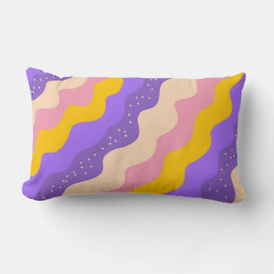 Purple Yellow Celestial Stripe Groovy Abstract Lumbar Cushion