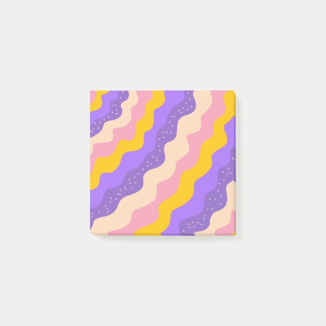 Purple Yellow Celestial Stripe Groovy Abstract Post-it Notes (Front)