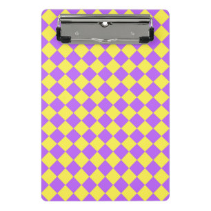 Purple Yellow Chequered Diamond Pattern  Mini Clipboard