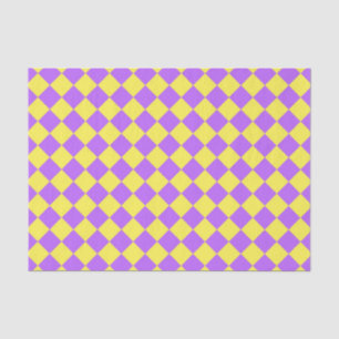 Purple Yellow Chequered Diamond Pattern Tissue Paper