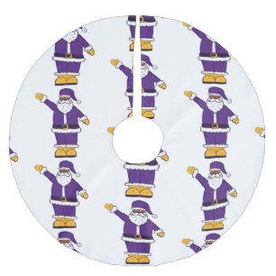 purple yellow christmas black santa claus brushed polyester tree skirt
