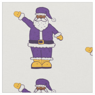 purple yellow christmas black santa claus fabric