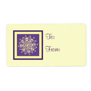 Purple Yellow Christmas Gift Tag Labels