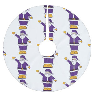 purple yellow christmas santa claus brushed polyester tree skirt