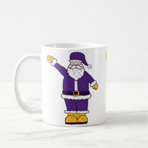 purple yellow christmas santa claus coffee mug