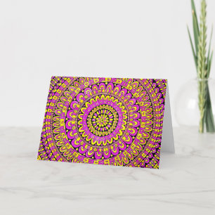 Purple Yellow Colour Hand Drawn Mandala Card
