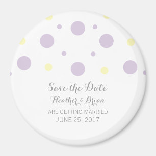 Purple Yellow Confetti Save the Date Magnet