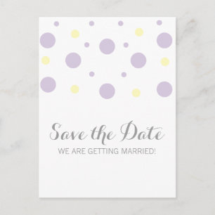 Purple Yellow Confetti Save the Date Postcard