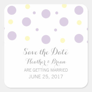 Purple Yellow Confetti Save the Date Stickers