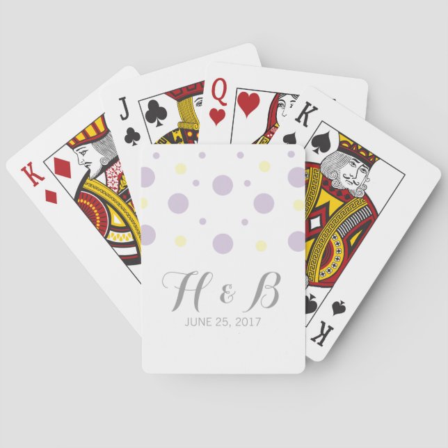 Purple Yellow Confetti Wedding Playing Cards (Back)