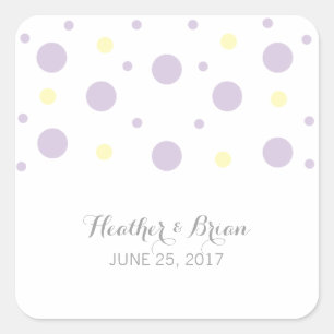 Purple Yellow Confetti Wedding Stickers