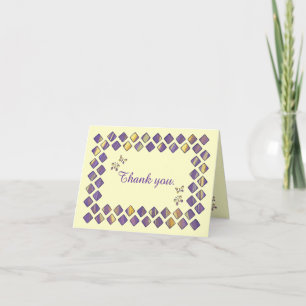 Purple Yellow Diamonds Butterflies Thank You Cards