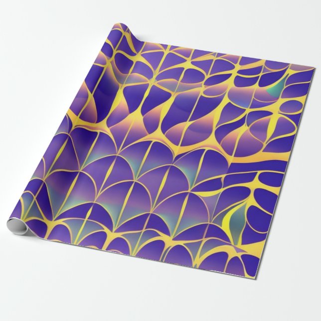 Purple, Yellow Field Wrapping Paper (Unrolled)