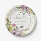 Purple Yellow Floral Gold Glitter Birthday Party