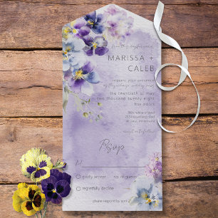 Purple & Yellow Floral Modern All in One Invite