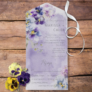Purple & Yellow Floral Modern Dinner All In One Invitation