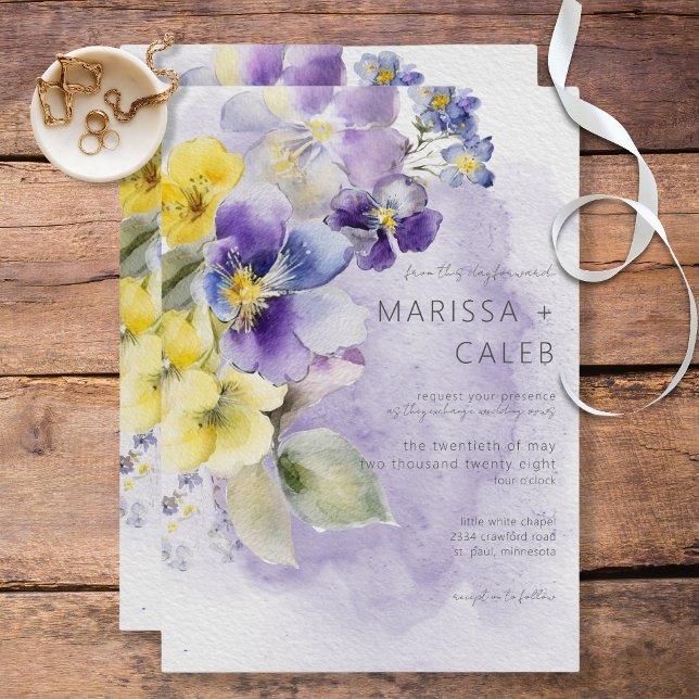 Purple & Yellow Floral Modern Wedding Invitation (Creator Uploaded)