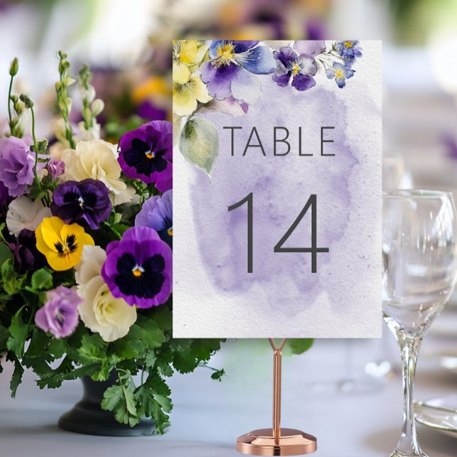 Purple & Yellow Floral Modern Wedding Table Number (Creator Uploaded)