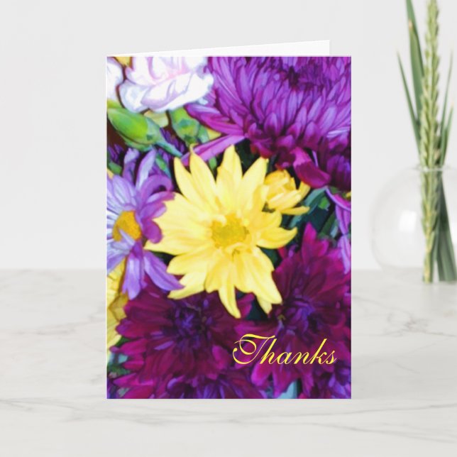 Purple & Yellow Floral Thank You Notes (Front)