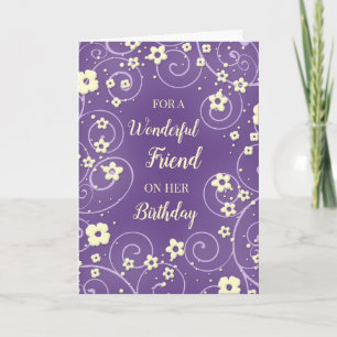 Purple Yellow Flowers Friend Birthday Card
