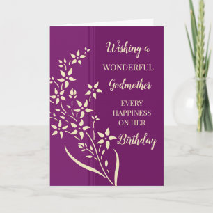 Purple Yellow Flowers Godmother Birthday Card