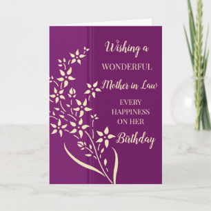 Purple Yellow Flowers Mother in Law Birthday Card