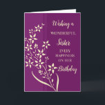 Purple Yellow Flowers Sister Birthday Card<br><div class="desc">Birthday card for sister with modern purple and yellow flowers and thoughtful verse.</div>