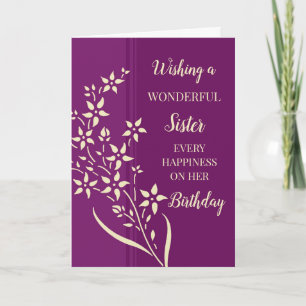 Purple Yellow Flowers Sister Birthday Card